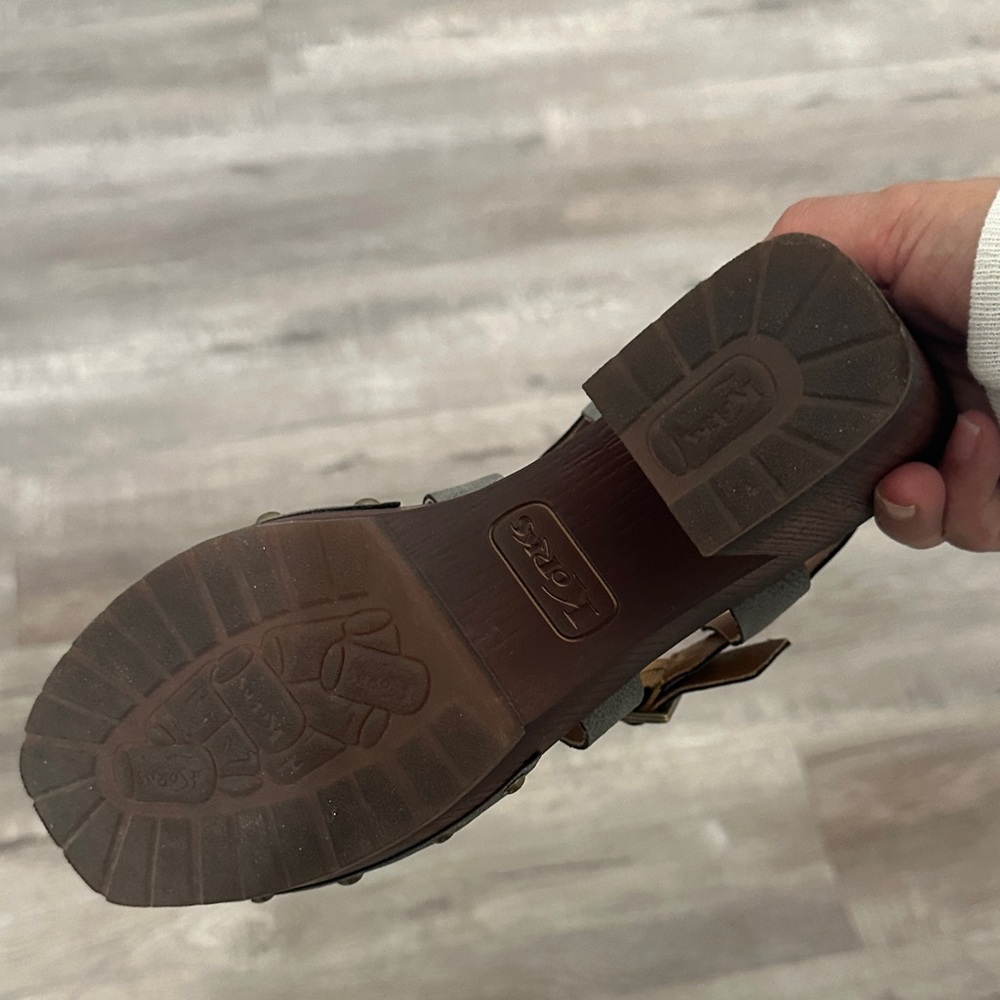Gray Leather Women's Platform Sandals - Picture 2 of 5